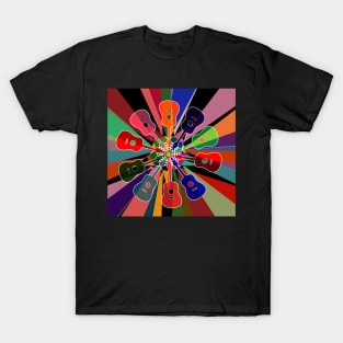 Psychedelic Geometric Rainbow Acoustic Guitar #1 T-Shirt